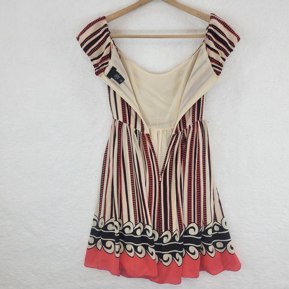 Anna Sui For Gossip Girl 100% Silk Striped Pleated Summer Dress Women's Size  1 - Picture 4 of 13